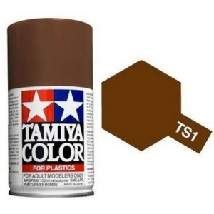 Spray MARRON ROJIZO MATE (85001). Bote 100 ml. Marca Tamiya. Ref: TS-1, TS1.