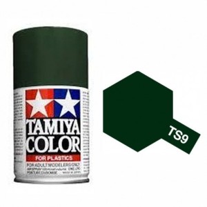 Spray VERDE INGLES BRILLO (85009). Bote 100 ml. Marca Tamiya. Ref: TS-9, TS9.