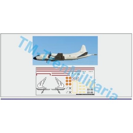 Calcas Avión LOCKHEED P-3 ORION "22-35", decoración "gris GRUPO 22". Escala 1:48. Marca Trenmilitaria. Ref: 000_6576.