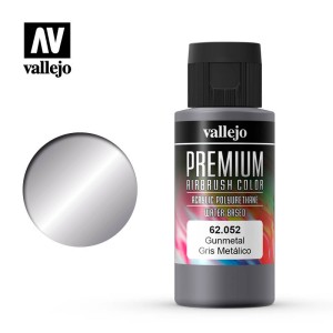 Gris Metálico, Gun Metal. Premium Airbrush Color. Bote 60 ml. Marca Vallejo. Ref: 62052.