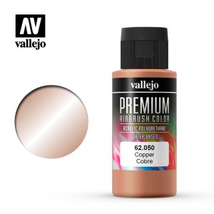 Cobre, Copper. Premium Airbrush Color. Bote 60 ml. Marca Vallejo. Ref: 62050.