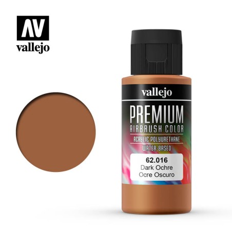 Ocre Oscuro. Premium Airbrush Color. Bote 60 ml. Marca Vallejo. Ref: 62016.