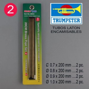 Tubos de latón Set Nº2, longitud 20cm, 8 piezas. Marca Trumpeter. Ref: 09943.