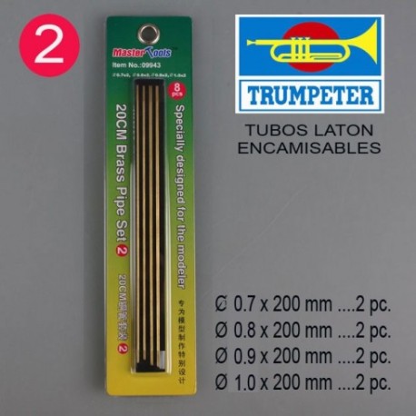 Tubos de latón Set Nº2, longitud 20cm, 8 piezas. Marca Trumpeter. Ref: 09943.