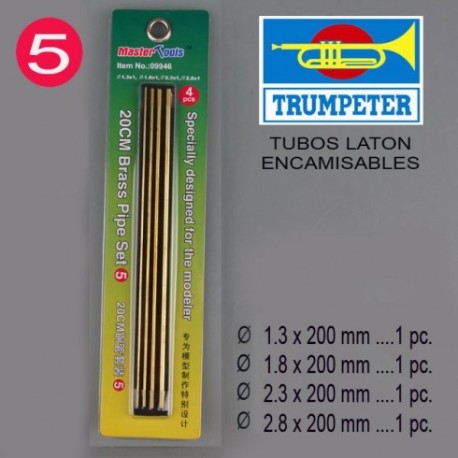 Tubos de latón Set Nº5, longitud 20cm, 8 piezas. Marca Trumpeter. Ref: 09946.