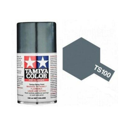 Spray GUN METAL LUMINOSO, (85100). Bote 100 ml. Marca Tamiya. Ref: TS-100.