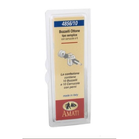 Poleas de Latón simple Ø10mm. 10Ud. Marca Amati. Ref: 485610, 4856/10.