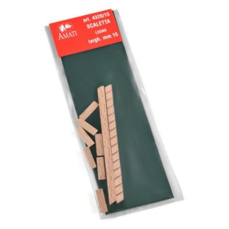 Escalera de madera, 15mm. 1 ud. Marca Amati. Ref: 4320/15, 432015.