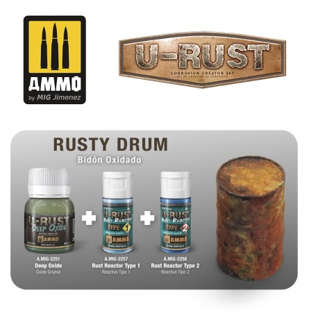U-RUST Set de Creación de Corrosión. Marca Ammo of Mig Jimenez. Ref: AMIG7460.