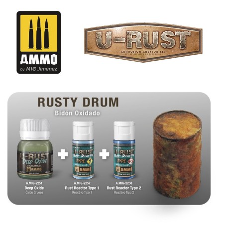 U-RUST Set de Creación de Corrosión. Marca Ammo of Mig Jimenez. Ref: AMIG7460.