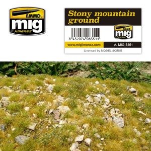 SUELO DE MONTAÑA PEDREGOSA.  Dimensiones 230 x 130 mm.. Marca Ammo of Mig Jimenez. Ref: AMIG8351.