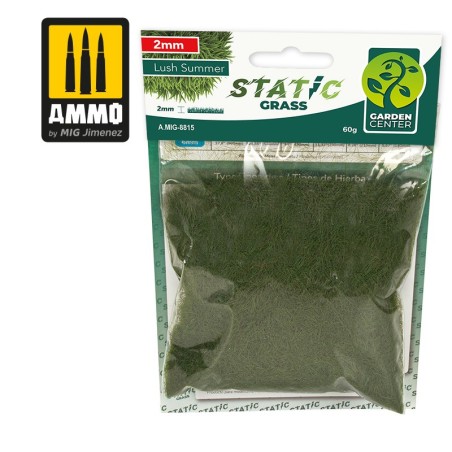 Hierba estática - Verano Exuberante - 2mm. Marca Ammo of Mig Jimenez. Ref: AMIG8815.