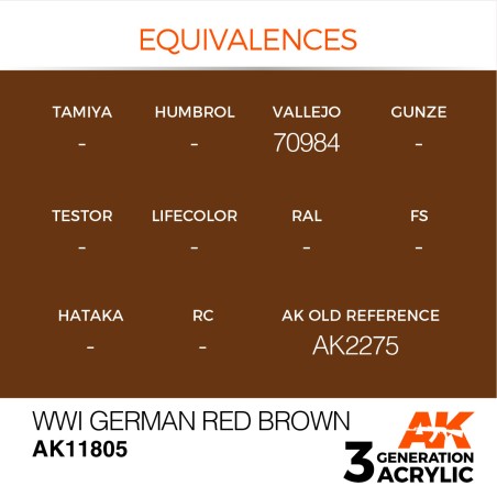 Acrílicos de 3rd, WWI German Red Brown  – AIR. Bote 17 ml. Marca Ak-Interactive. Ref: Ak11805.