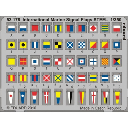 Fotograbado International Marine Signal Flags STEEL, Escala: 1:350. Marca Eduard. Ref: 53178.