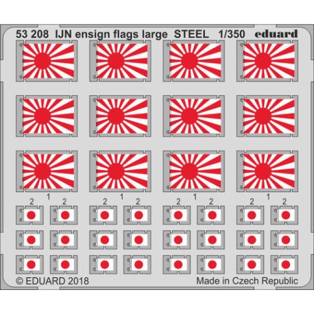 Fotograbado IJN ensign flags large STEEL, Escala: 1:350. Marca Eduard. Ref: 53208.