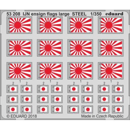 Fotograbado IJN ensign flags large STEEL, Escala: 1:350. Marca Eduard. Ref: 53208.