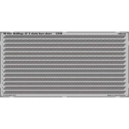 Fotograbado Railings 45´ 3 chain bars short, Escala: 1:350. Marca Eduard. Ref: 99022.