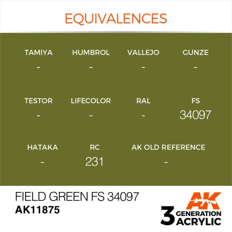 Acrílicos de 3rd,Acrílicos de 3rd,Field Green FS 34097 – AIR. Marca Ak-Interactive. Ref: Ak11875.