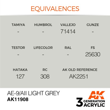 Acrílicos de 3rd,AE-9/AII Light Grey – AIR. Marca Ak-Interactive.  Ref: Ak11908.