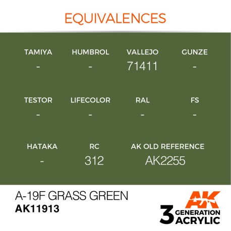 Acrílicos de 3rd,A-19f Grass Green – AIR. Marca Ak-Interactive.  Ref: Ak11913.