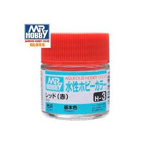 Mr.HOBBY AQUEOUS COLOR, Gloss rojo. Bote 10 ml. Marca MR.Hobby. Ref: H3.