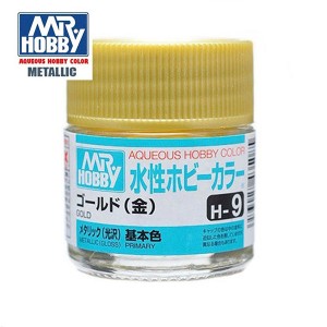 Mr.HOBBY AQUEOUS COLOR, ORO METALIZADO. Bote 10 ml. Marca MR.Hobby. Ref: H9.