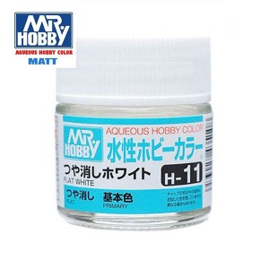 Mr.HOBBY AQUEOUS COLOR , Blanco mate. Bote 10 ml. Marca MR.Hobby. Ref: H11.