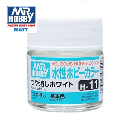 Mr.HOBBY AQUEOUS COLOR , Blanco mate. Bote 10 ml. Marca MR.Hobby. Ref: H11.