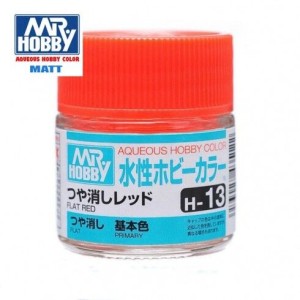 Mr.HOBBY AQUEOUS COLOR , Rojo mate. Bote 10 ml. Marca MR.Hobby. Ref: H13.