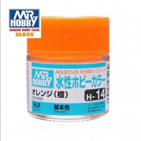 Mr.HOBBY AQUEOUS COLOR , Naranja Brillo. Bote 10 ml. Marca MR.Hobby. Ref: H14.
