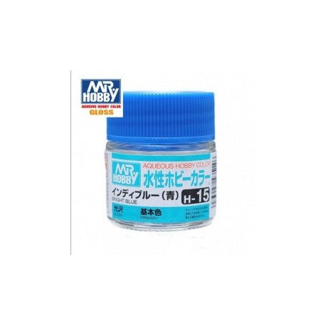 Mr.HOBBY AQUEOUS COLOR , Azul Luminoso Brillo. Bote 10 ml. Marca MR.Hobby. Ref: H15.