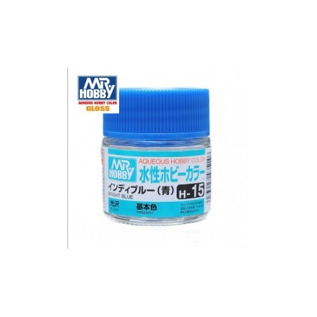 Mr.HOBBY AQUEOUS COLOR , Azul Luminoso Brillo. Bote 10 ml. Marca MR.Hobby. Ref: H15.
