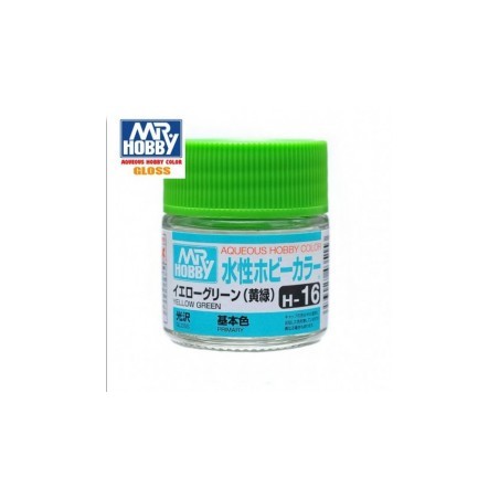 Mr.HOBBY AQUEOUS COLOR , Verde Amarillento Brillo. Bote 10 ml. Marca MR.Hobby. Ref: H16.