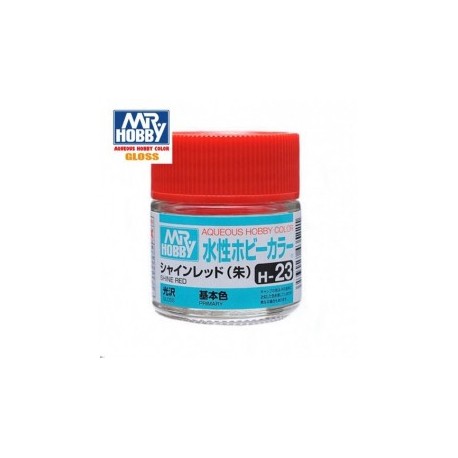 Mr.HOBBY AQUEOUS COLOR ,ROJO VIVO BRILLANTE. Bote 10 ml. Marca MR.Hobby. Ref: H23.
