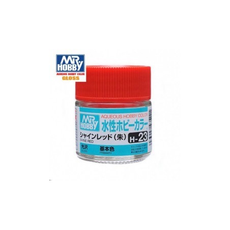 Mr.HOBBY AQUEOUS COLOR ,ROJO VIVO BRILLANTE. Bote 10 ml. Marca MR.Hobby. Ref: H23.