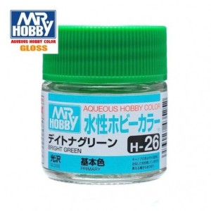 Mr.HOBBY AQUEOUS COLOR ,VERDE CLARO. Bote 10 ml. Marca MR.Hobby. Ref: H26.