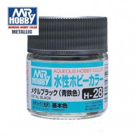 Mr.HOBBY AQUEOUS COLOR .NEGRO METAL, Bote 10 ml. Marca MR.Hobby. Ref: H28.