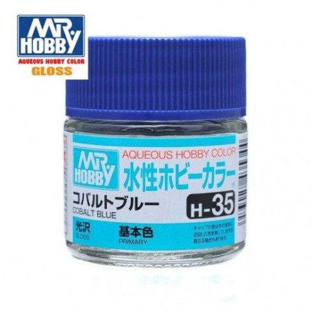 Mr.HOBBY AQUEOUS COLOR, AZUL COBALTO, Bote 10 ml. Marca MR.Hobby. Ref: H35.