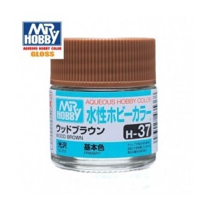 Mr.HOBBY AQUEOUS COLOR, MARRÓN MADERA BRILLO, Bote 10 ml. Marca MR.Hobby. Ref: H37.