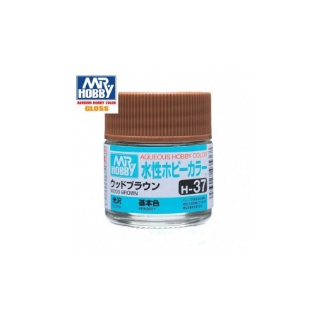 Mr.HOBBY AQUEOUS COLOR, MARRÓN MADERA BRILLO, Bote 10 ml. Marca MR.Hobby. Ref: H37.