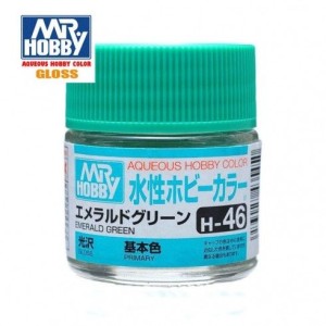 Mr.HOBBY AQUEOUS COLOR, VERDE ESMERALDA BRILLANTE, Bote 10 ml. Marca MR.Hobby. Ref: H46.