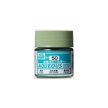 Mr.HOBBY AQUEOUS COLOR, VERDE LIMA BRLLO, Bote 10 ml. Marca MR.Hobby. Ref: H50.