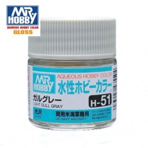 Mr.HOBBY AQUEOUS COLOR, GRIS LIGERO, Bote 10 ml. Marca MR.Hobby. Ref: H51.