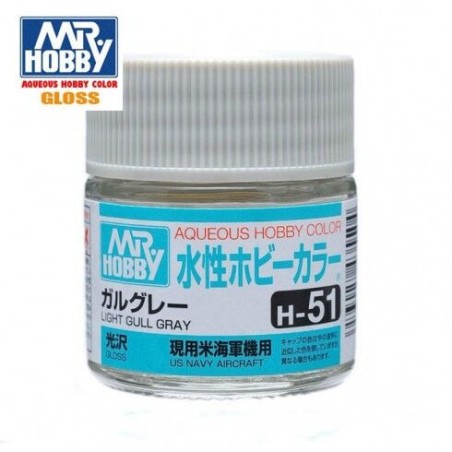 Mr.HOBBY AQUEOUS COLOR, GRIS LIGERO, Bote 10 ml. Marca MR.Hobby. Ref: H51.