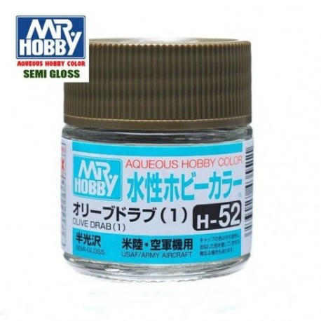 Mr.HOBBY AQUEOUS COLOR, VERDE OLIVA, Bote 10 ml. Marca MR.Hobby. Ref: H52.