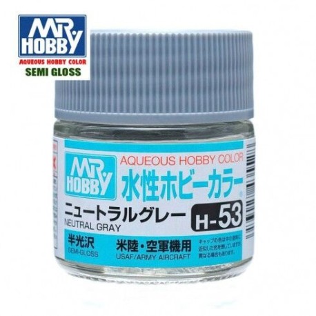 Mr.HOBBY AQUEOUS COLOR, GRIS NEUTRAL, Bote 10 ml. Marca MR.Hobby. Ref: H53.