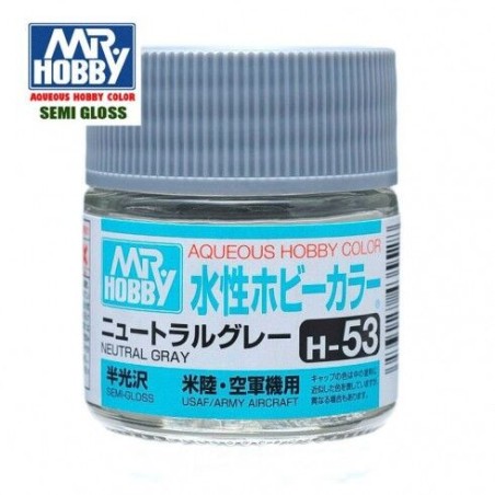 Mr.HOBBY AQUEOUS COLOR, GRIS NEUTRAL, Bote 10 ml. Marca MR.Hobby. Ref: H53.