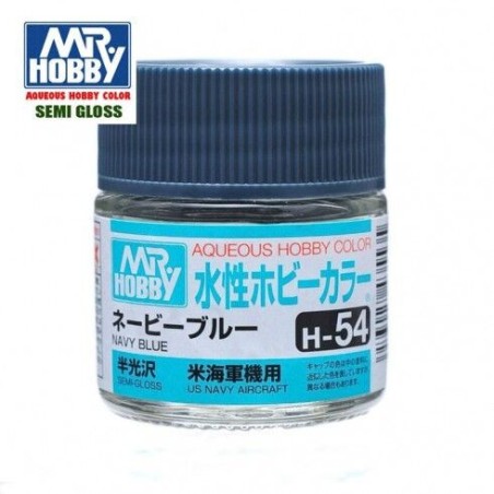 Mr.HOBBY AQUEOUS COLOR, AZUL MARINO, Bote 10 ml. Marca MR.Hobby. Ref: H54.