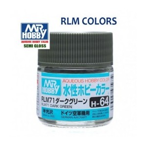 Mr.HOBBY AQUEOUS COLOR,  VERDE OSCURO SATIMNADO, Bote 10 ml. Marca MR.Hobby. Ref: H64.