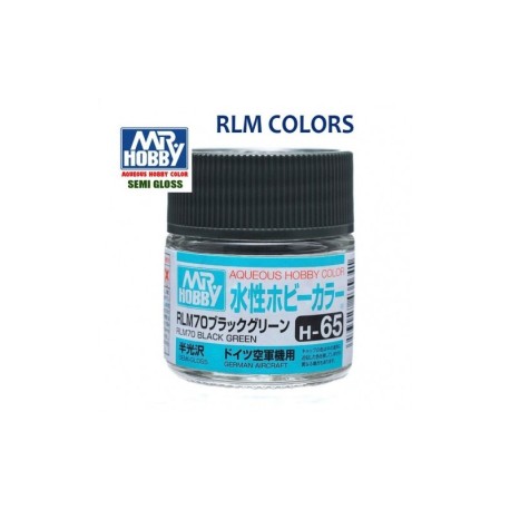 Mr.HOBBY AQUEOUS COLOR,  VERDE NEGRO SATIMNADO, Bote 10 ml. Marca MR.Hobby. Ref: H65.